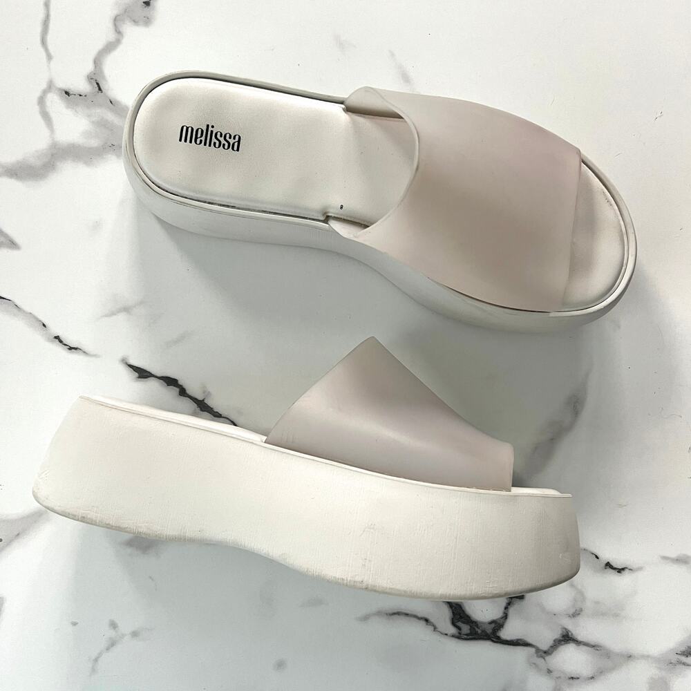 Melissa Becky White Platform Sandal Slides Size 9